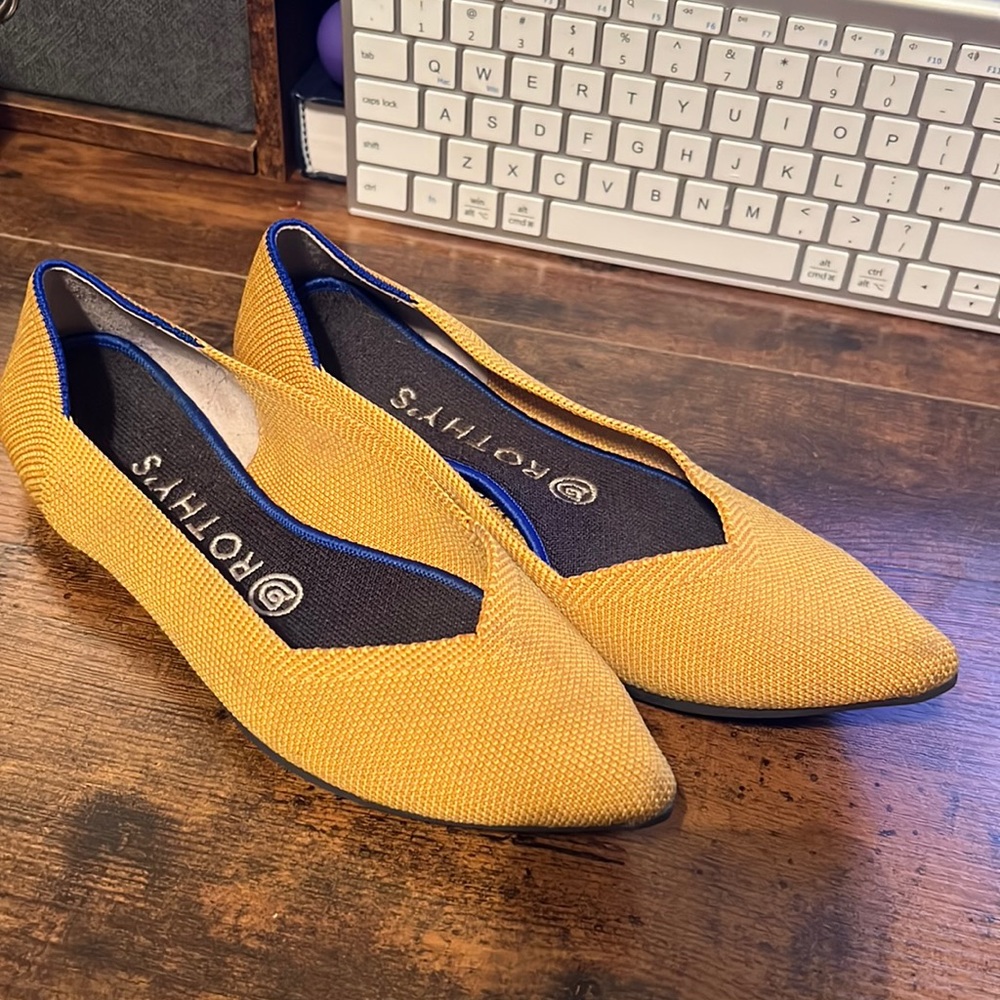 Rothy’s flats in cuter mustard color